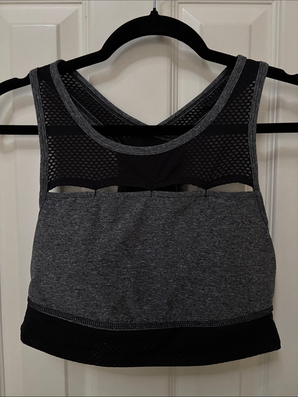 Reebok Gray & Black Mesh-Back Sports Bra